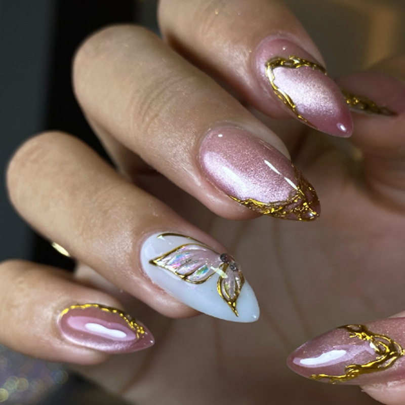 Nail Art Full Cat Eye - Sztuczne paznokcie migdałki z efektem kociego