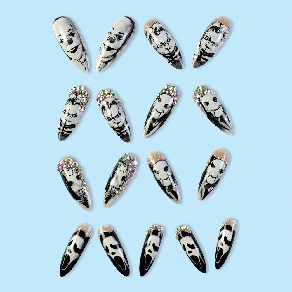 24Pcs Błyszczące Długie Migdał – Nail Art Vampire recenzja i cena