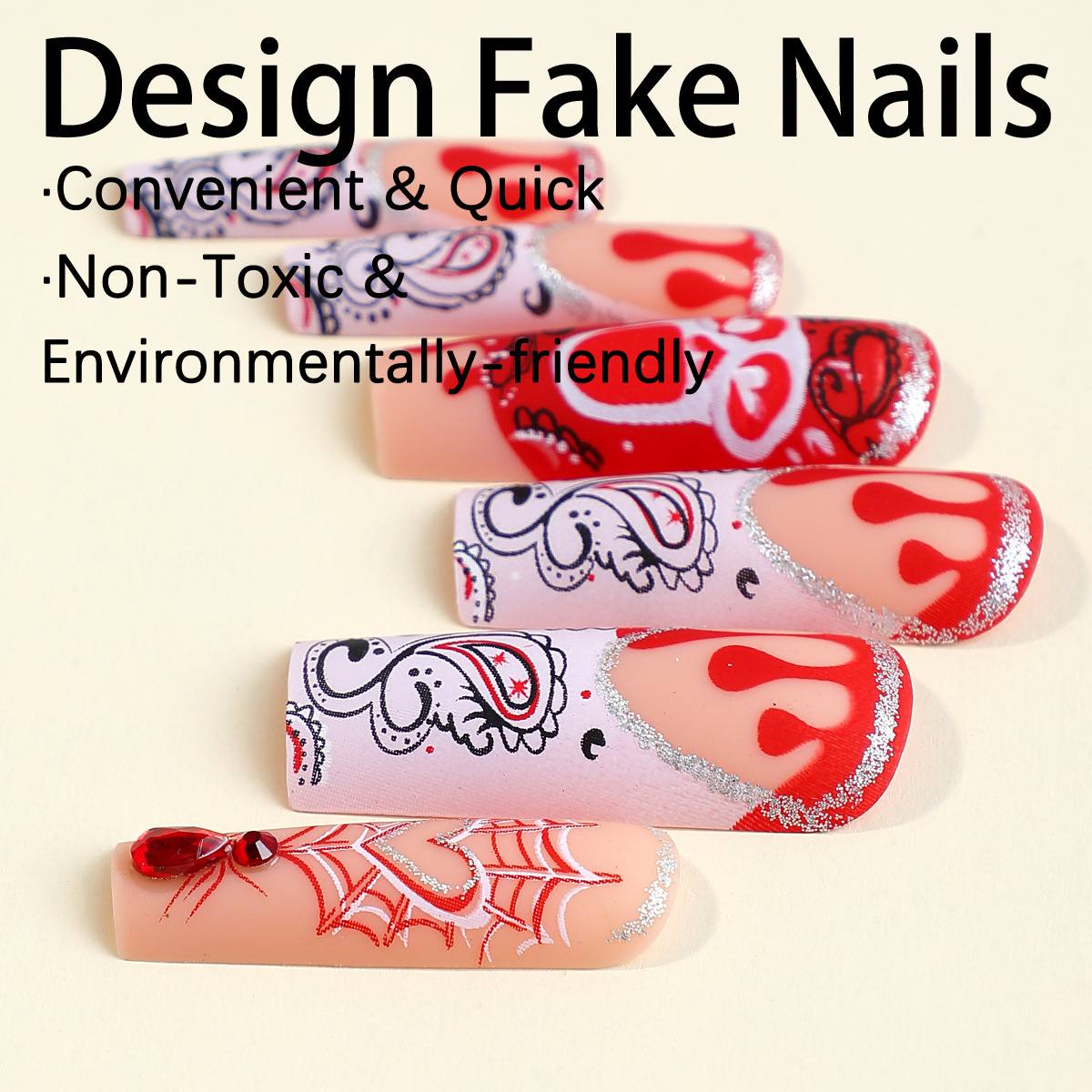 Scary Blood Skull Fake Nails L – Nail Art Vampire recenzja i cena